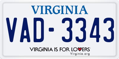 VA license plate VAD3343