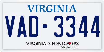 VA license plate VAD3344