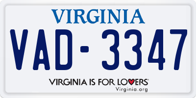 VA license plate VAD3347