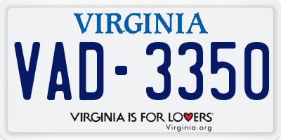 VA license plate VAD3350
