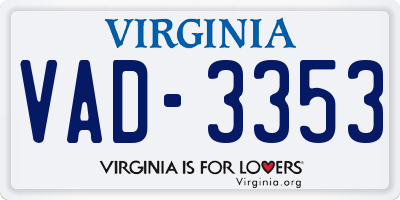 VA license plate VAD3353