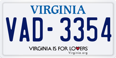 VA license plate VAD3354