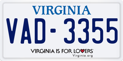 VA license plate VAD3355