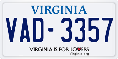 VA license plate VAD3357