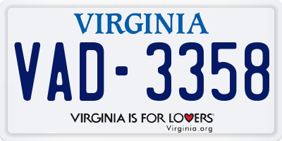 VA license plate VAD3358