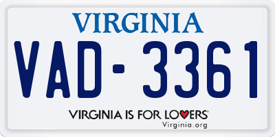 VA license plate VAD3361