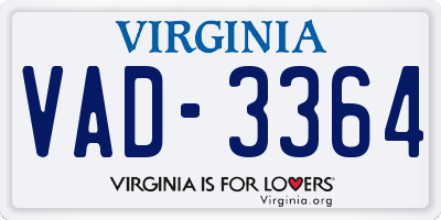 VA license plate VAD3364