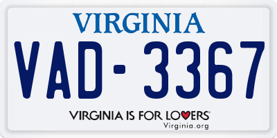 VA license plate VAD3367