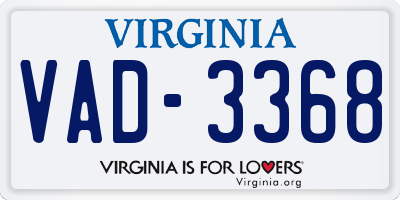 VA license plate VAD3368