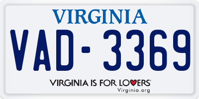 VA license plate VAD3369