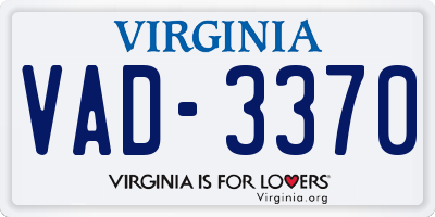 VA license plate VAD3370