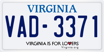 VA license plate VAD3371