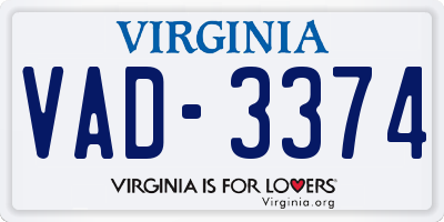 VA license plate VAD3374