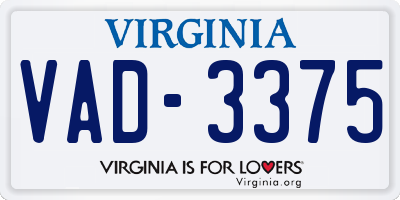 VA license plate VAD3375