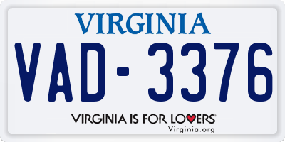 VA license plate VAD3376