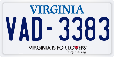 VA license plate VAD3383