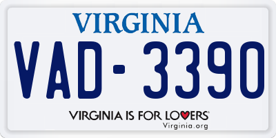VA license plate VAD3390