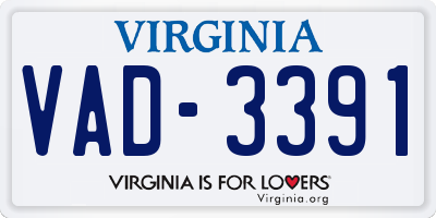 VA license plate VAD3391