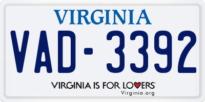 VA license plate VAD3392