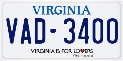 VA license plate VAD3400