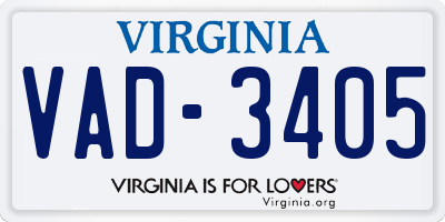 VA license plate VAD3405