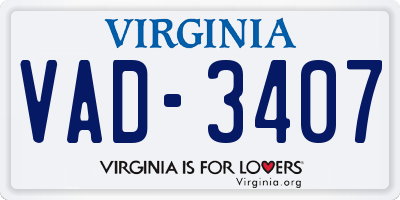 VA license plate VAD3407