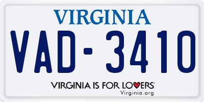 VA license plate VAD3410