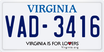 VA license plate VAD3416