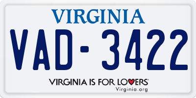VA license plate VAD3422