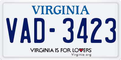 VA license plate VAD3423