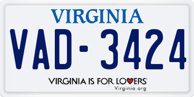 VA license plate VAD3424