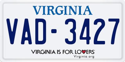 VA license plate VAD3427