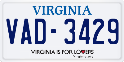 VA license plate VAD3429