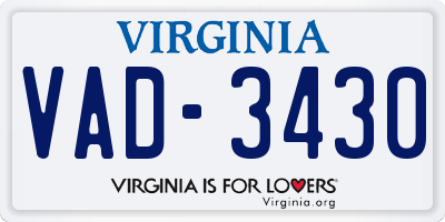 VA license plate VAD3430
