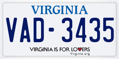 VA license plate VAD3435