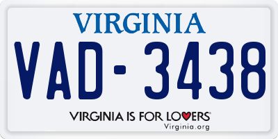 VA license plate VAD3438