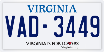 VA license plate VAD3449