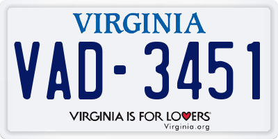 VA license plate VAD3451
