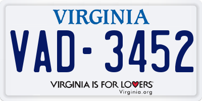 VA license plate VAD3452