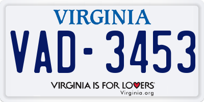 VA license plate VAD3453