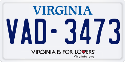 VA license plate VAD3473