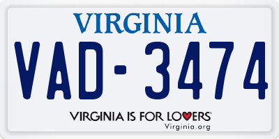 VA license plate VAD3474