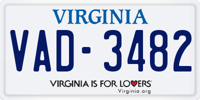 VA license plate VAD3482