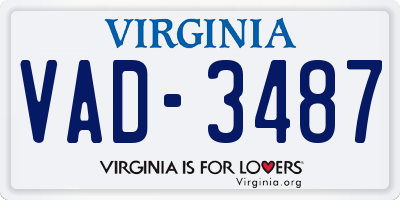 VA license plate VAD3487