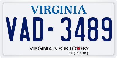 VA license plate VAD3489