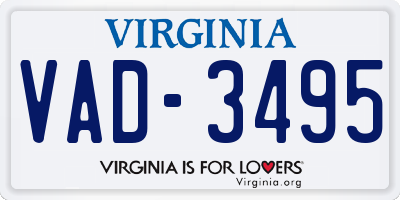 VA license plate VAD3495