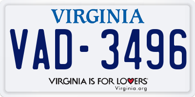 VA license plate VAD3496