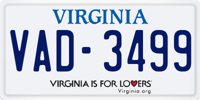 VA license plate VAD3499