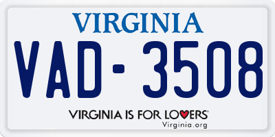 VA license plate VAD3508