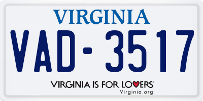 VA license plate VAD3517